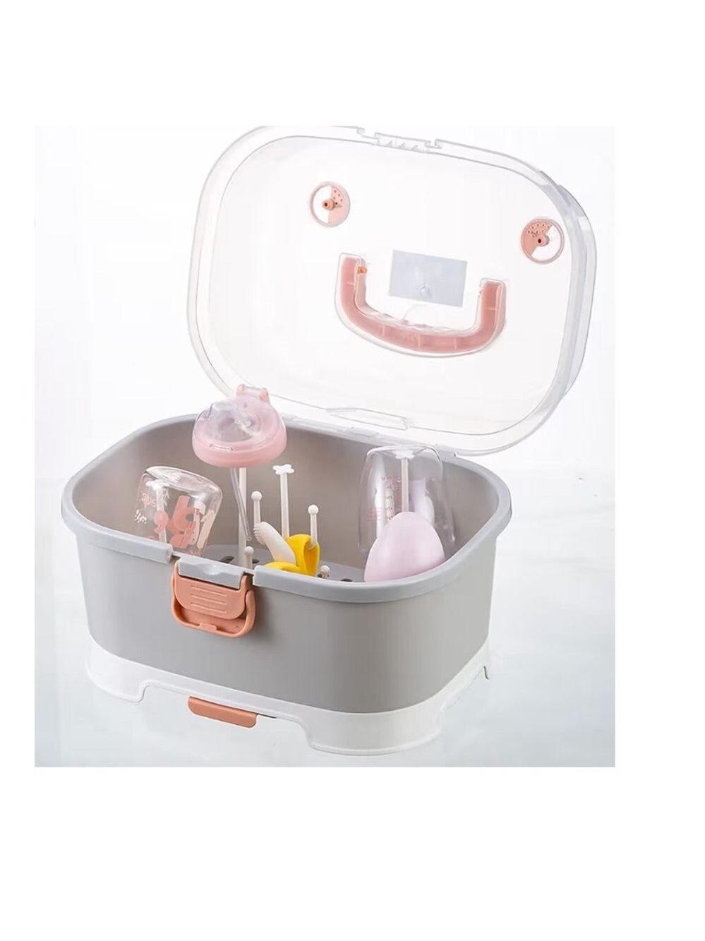 Baby Bottle Drying Rack Storage Box Organizer with Cover